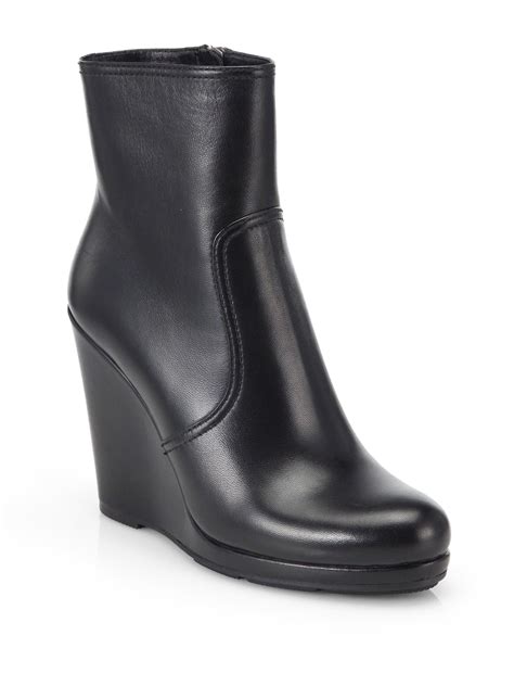 prada leather wedge boots|prada 55 leather ankle boots.